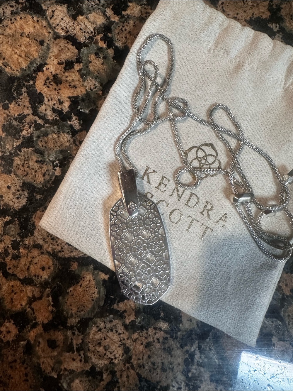 Kendra Scott Silver Floral-Texture Pendant Necklace